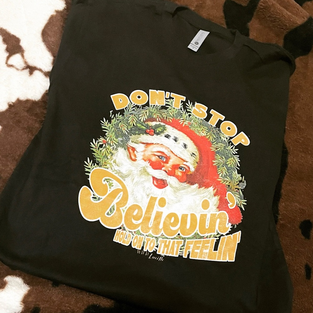 Don’t Stop Believing Santa Tee
